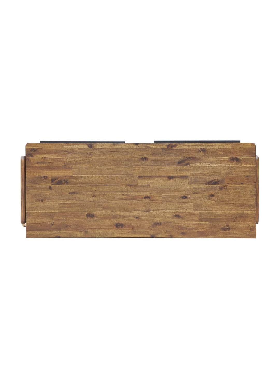 Bureau Remix Mid-Century en acacia avec tiroirs et finitions artisanales.