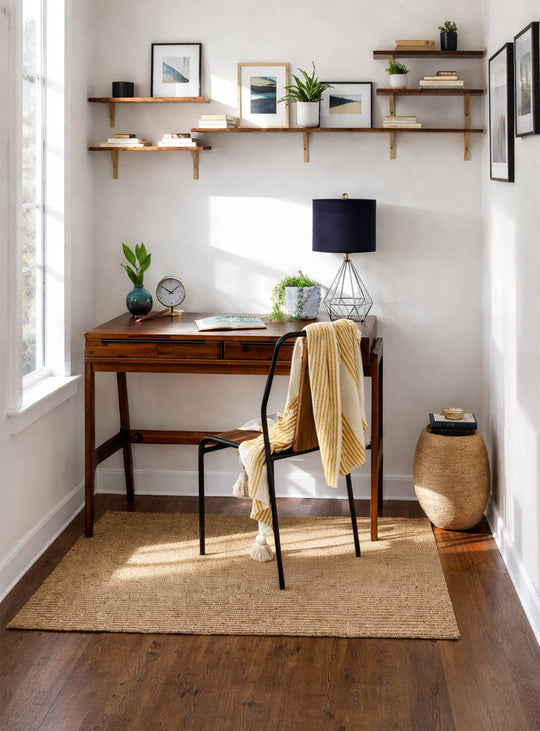 Bureau Remix en bois d’acacia massif, design Mid-Century avec tiroirs pratiques.