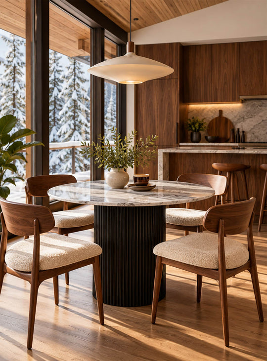 Table à dîner Roman, une table en céramique durable et facile à vivre pour les repas du quotidien. noir