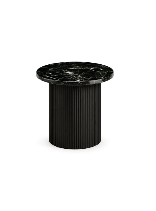 Table d’appoint Roman, un meuble moderne au plateau en marbre résistant aux taches et aux égratignures. noir
