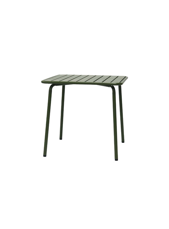 Table d'extérieur Rosco carrée : design minimaliste et acier anticorrosion. vert