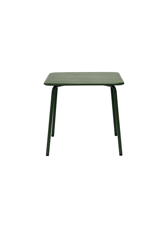 Rosco, table de jardin carrée pour 4, en acier thermolaqué. vert