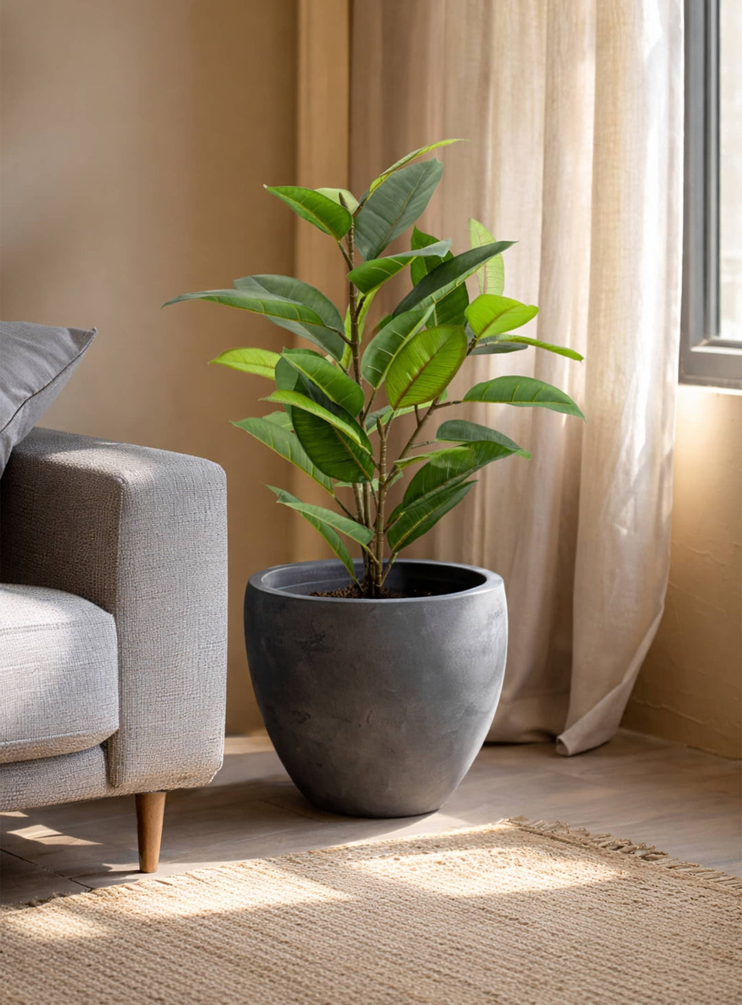 Plante artificielle Hévéa réaliste en pot, idéale pour une touche verte sans entretien.