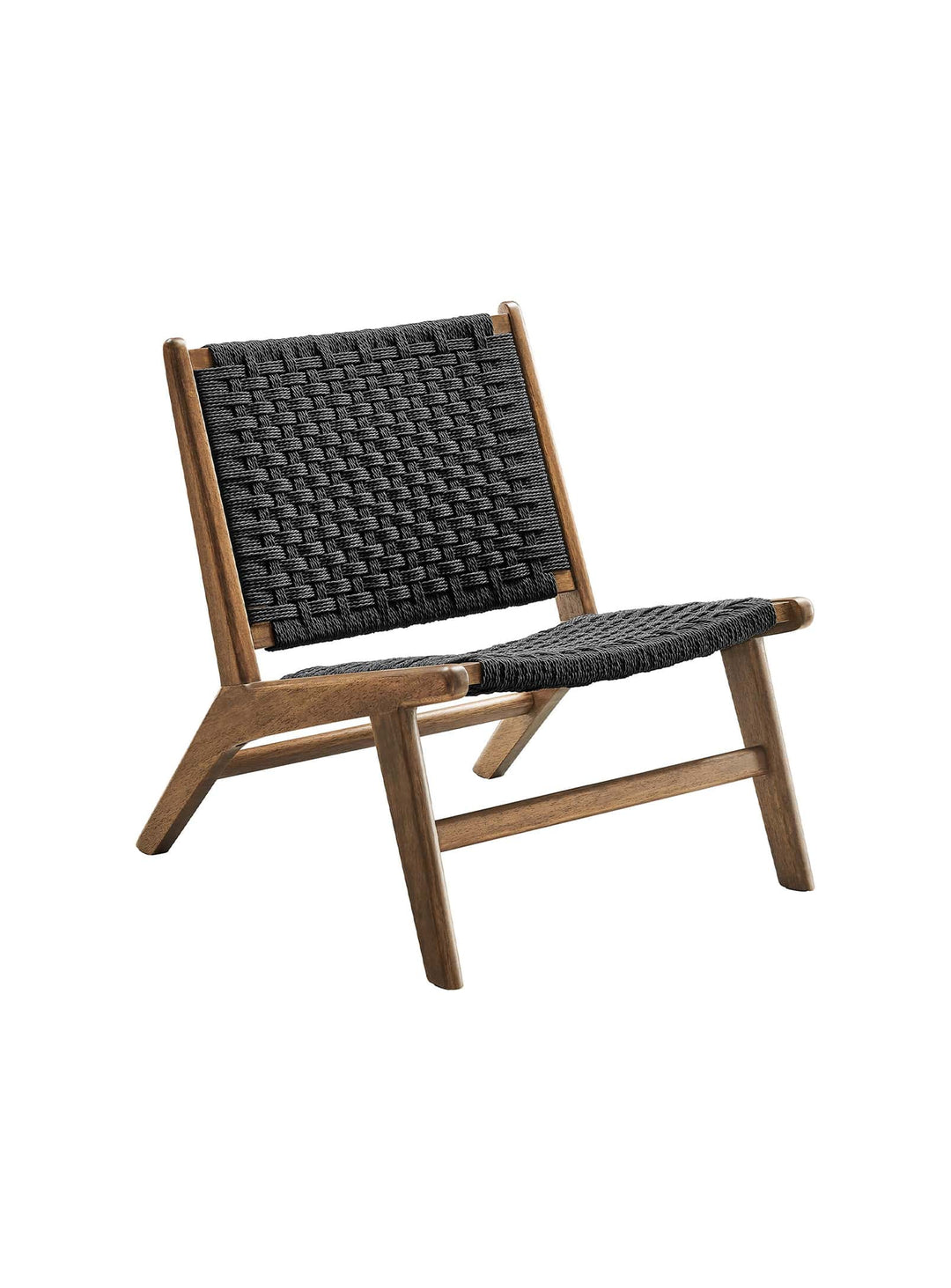 Fauteuil Saoirse : cadre en bois d’hévéa et tressage de panier élégant. noyer et noir