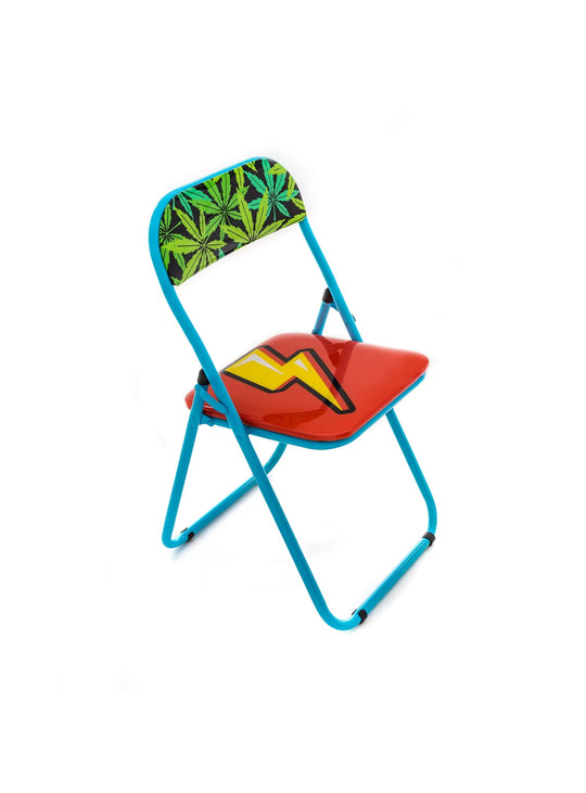 Chaise pliante Blow Flash de Seletti design pop art éclair graphique.
