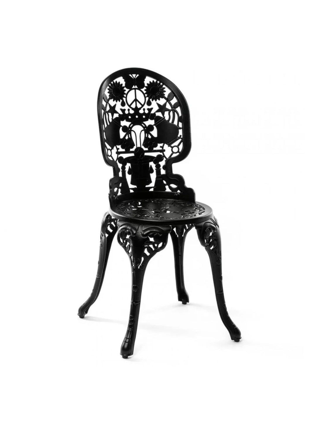 Chaise Industry Seletti : chaise extérieure design, style victorien revisité. noir