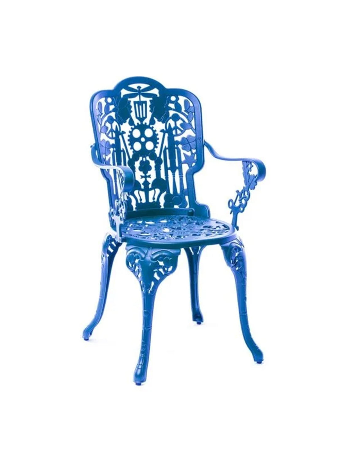 Chaise Industry avec accoudoirs Seletti : fauteuil extérieur moderne, aluminium et design. bleu