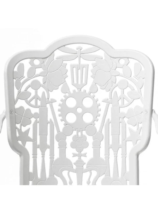 Chaise Industry avec accoudoirs Seletti : chaise design, aluminium et motifs sculptés. blanc