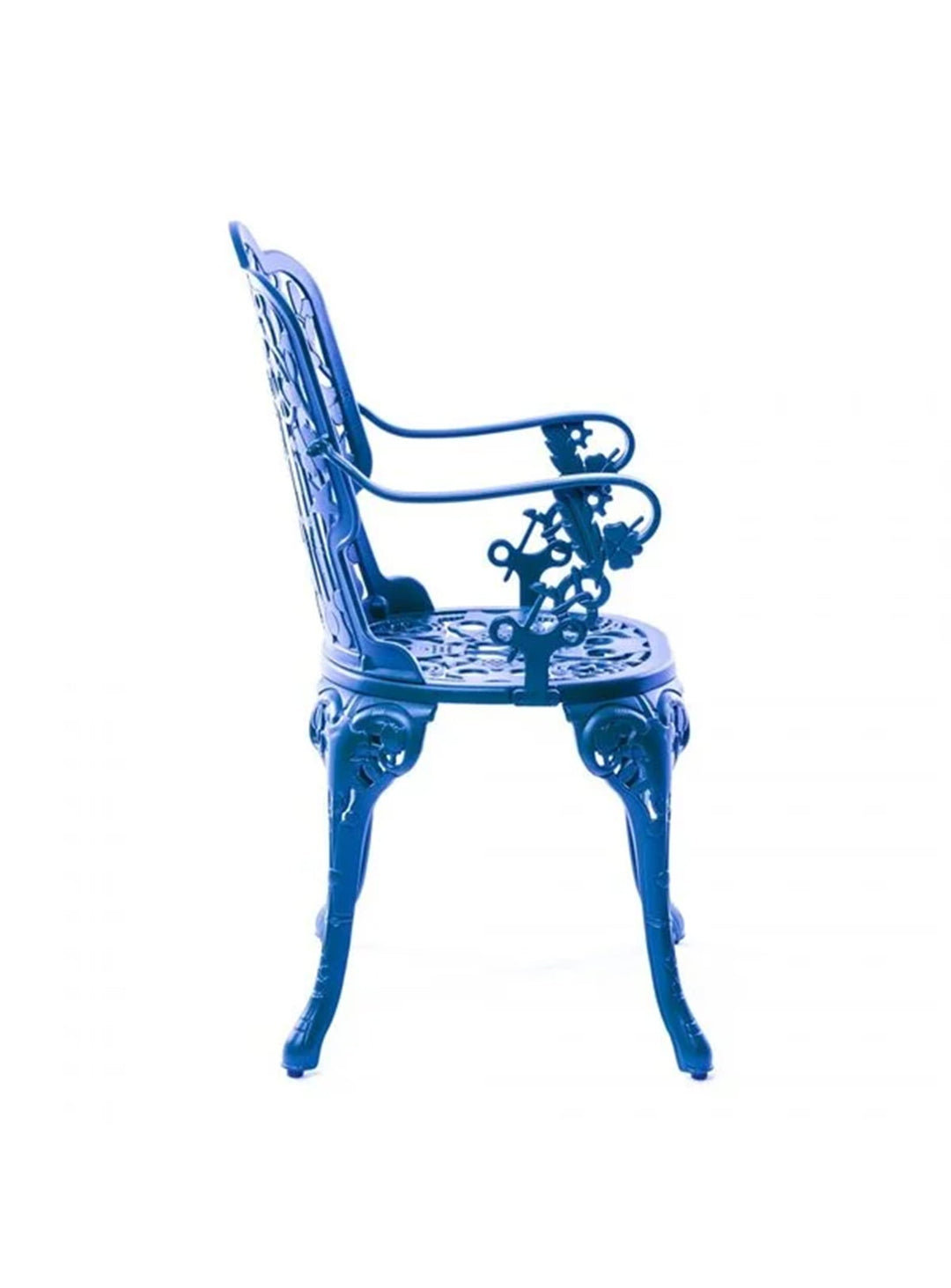 Chaise Industry avec accoudoirs Seletti : fauteuil design extérieur, aluminium et motifs. bleu