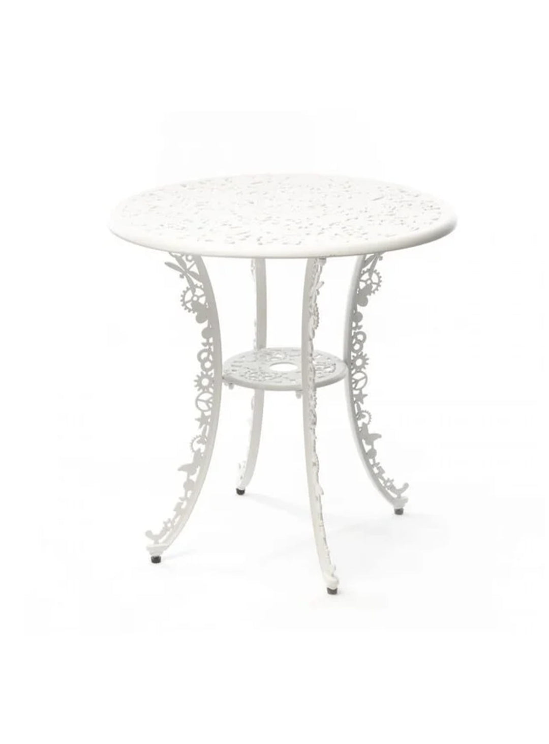 Table ronde Industry Seletti : table design extérieur, aluminium sculptural et style artistique. blanc