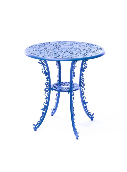 Table ronde Industry Seletti : table extérieure design, style artistique et contemporain. bleu