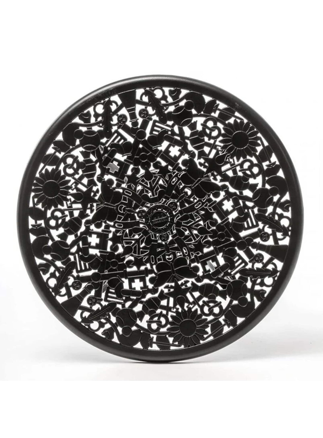 Table ronde Industry Seletti : table de jardin moderne, design graphique et original. noir