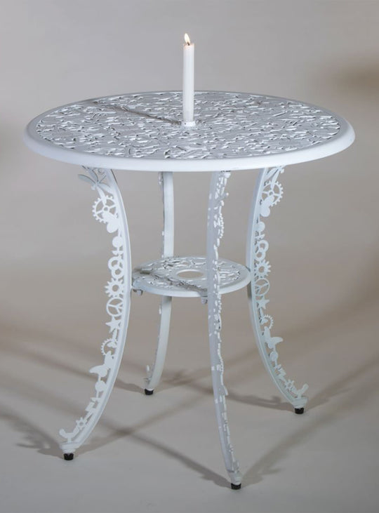 Table ronde Industry Seletti : table design jardin, style unique et motifs détaillés. blanc