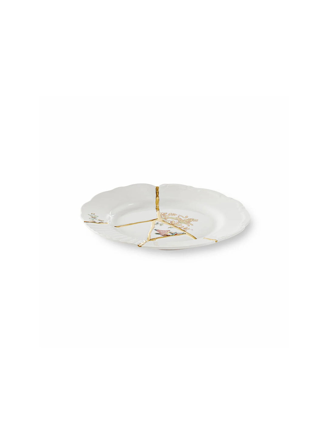Assiette à dessert Kintsugi Seletti idéale pour présenter gâteaux, fruits et douceurs avec élégance. 02