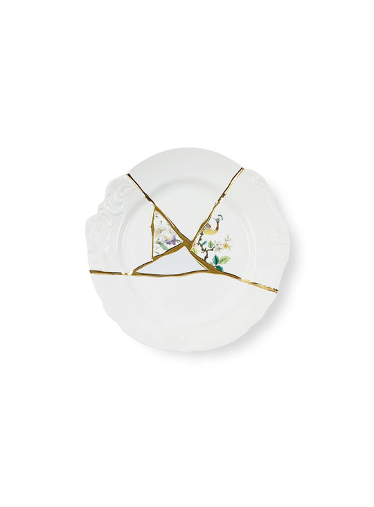 Assiette à dîner Kintsugi Seletti en porcelaine fine aux finitions uniques et précieuses. 02