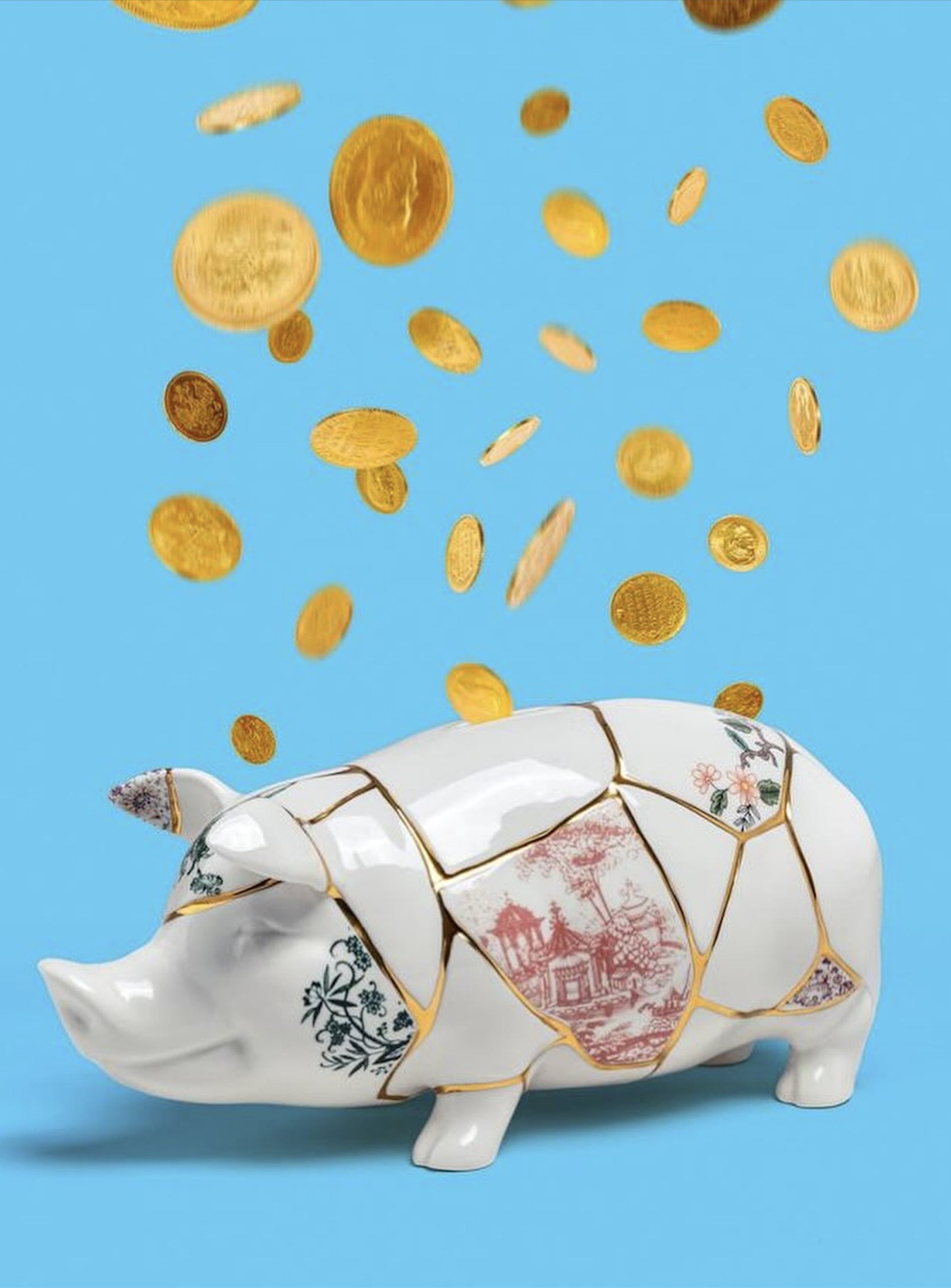 Kintsugi: Porcelain and gold piggy bank - Seletti – Nüspace