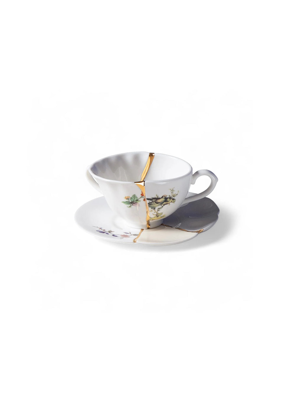 Tasse à thé et soucoupe Kintsugi Seletti inspirées de l'art japonais du kintsugi et de la réparation à l'or. 01