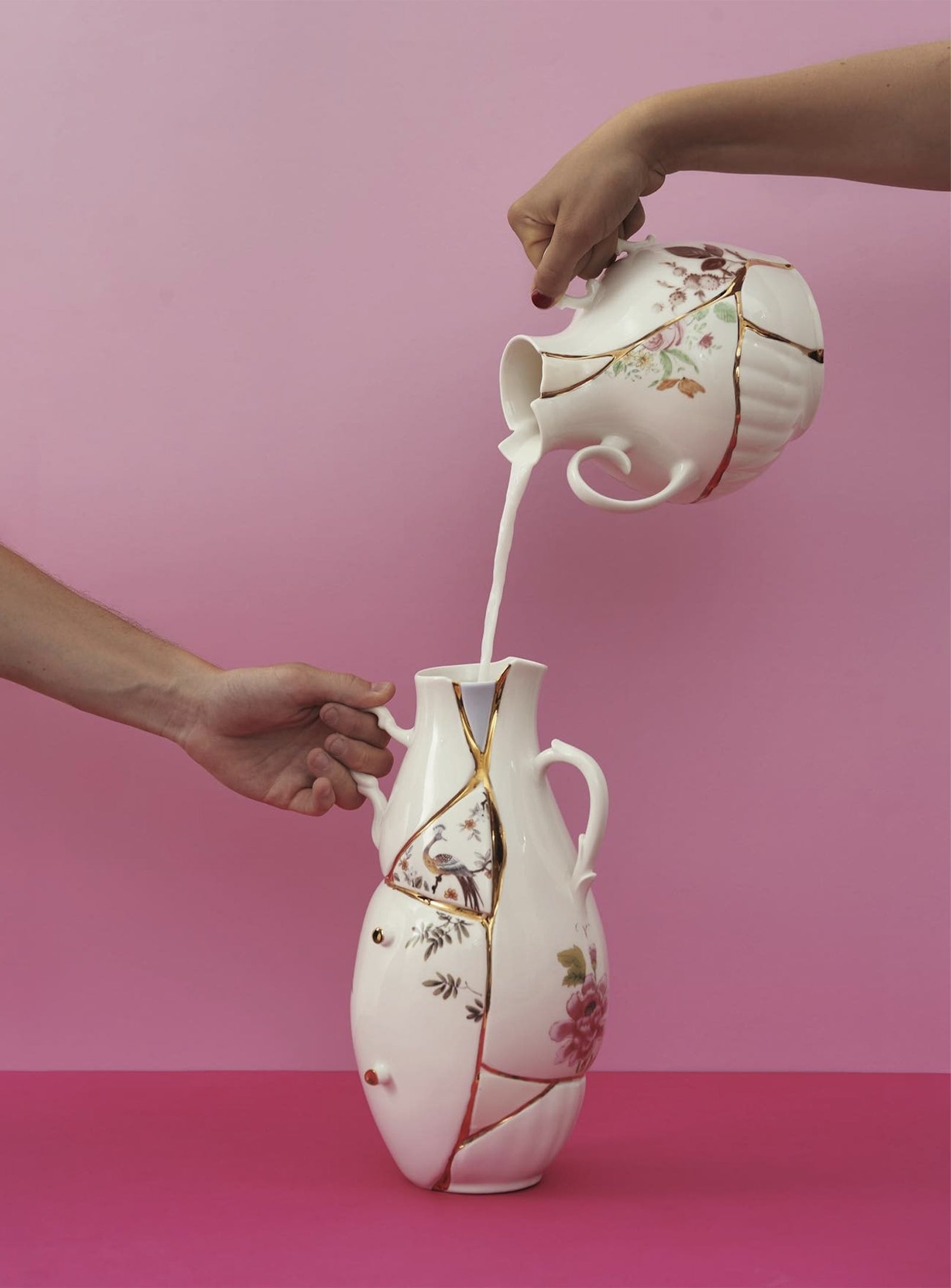 Kintsugi: White and gold patterned vase - Seletti – Nüspace