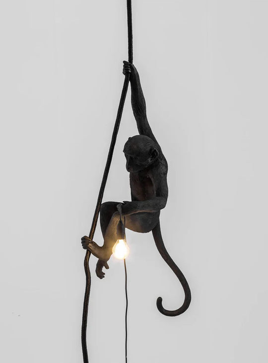 Lampe Singe avec corde<br> Noir