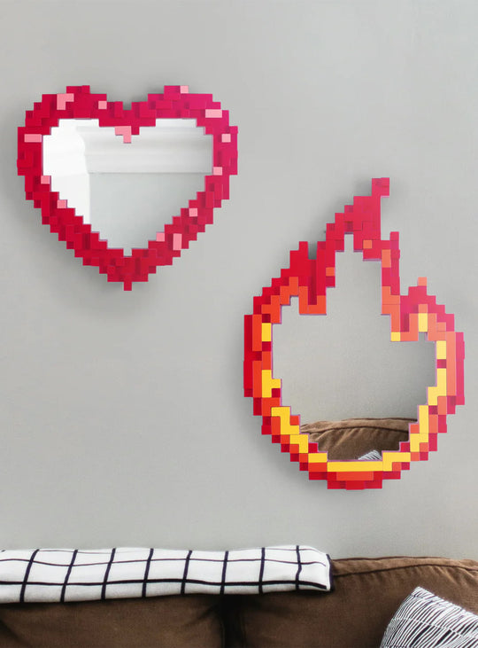 Miroir Heart Seletti Pixel : miroir pixel art, déco moderne et inspiration 8-bit.