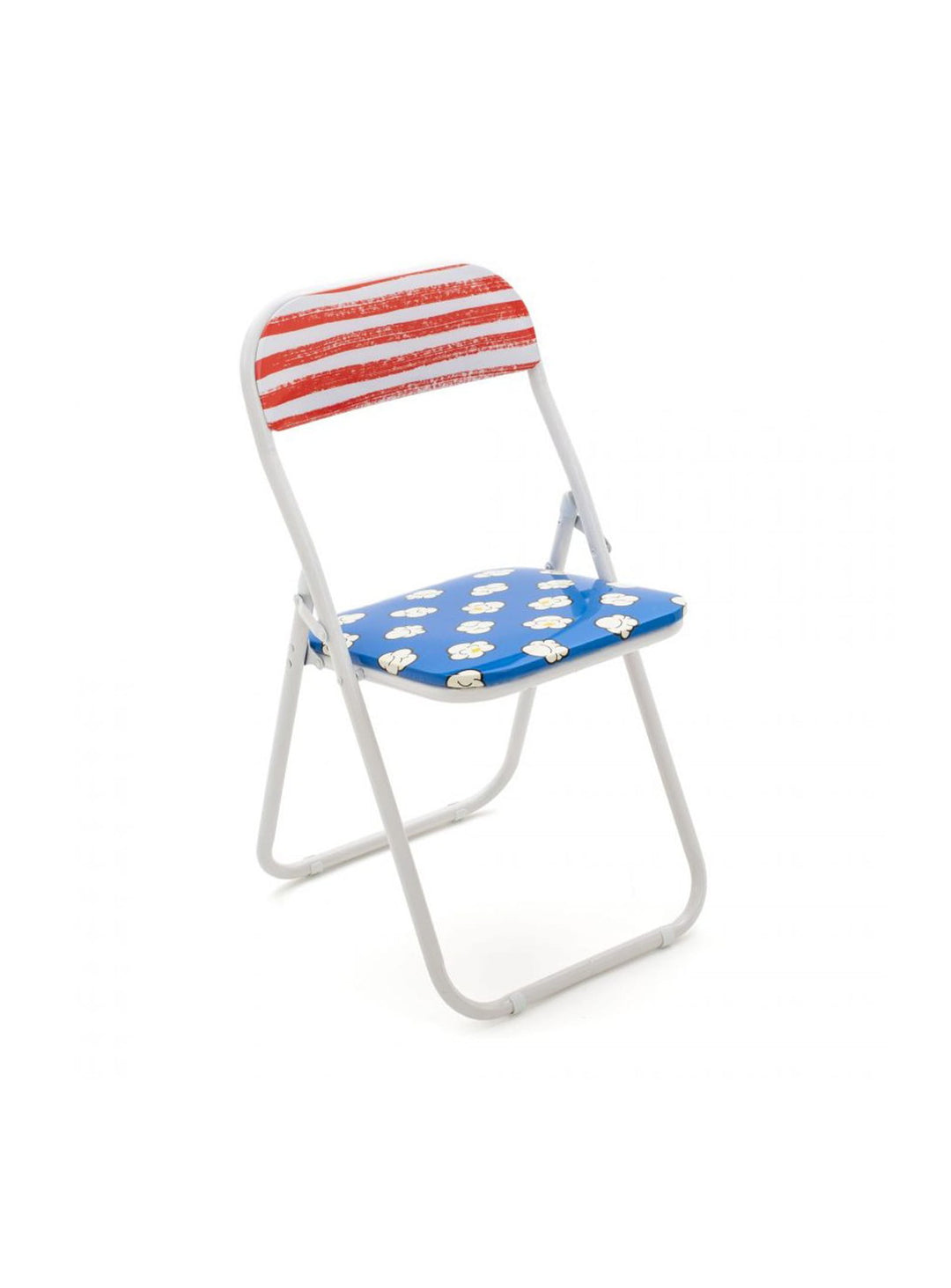 Chaise pliante Blow Pop Corn de Seletti design pop coloré et graphique.