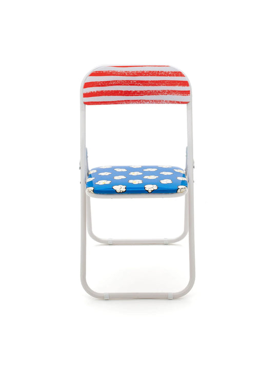 Chaise pliante Blow Pop Corn de Seletti mobilier pliant ludique.