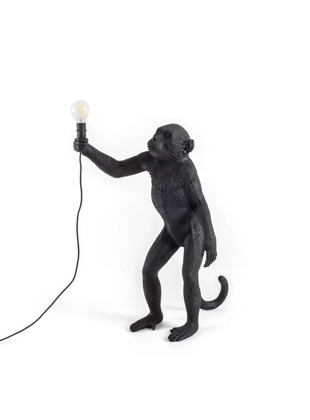 Lampe de table Monkey Seletti : lampe singe noire étanche pour une déco originale. Singe debout, noir