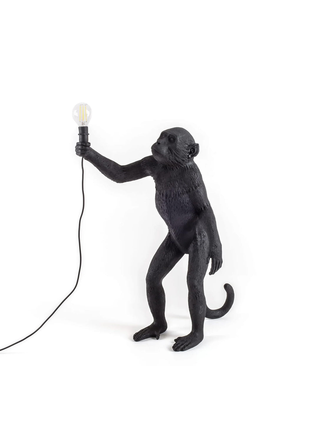 Lampe de table Monkey Seletti : lampe singe noire étanche pour une déco originale. Singe debout, noir