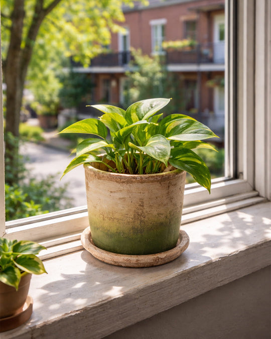 Cache-pot Siya avec soucoupe, une touche organique pour vos espaces extérieurs. grand