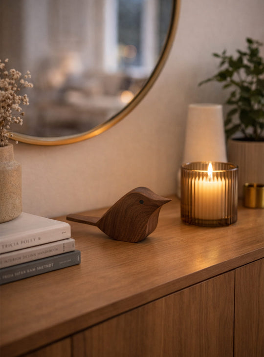 Oiseaux en bois faits main, idée déco ou cadeau plein de poésie. noyer