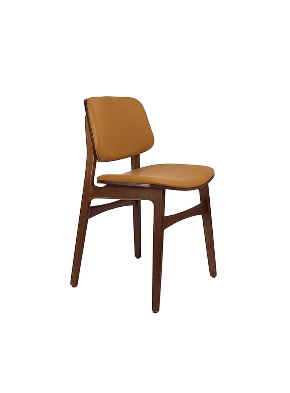 Chaise Søborg 3052 : design scandinave, cuir PU et bois massif pour un style sobre et confortable. Brun.