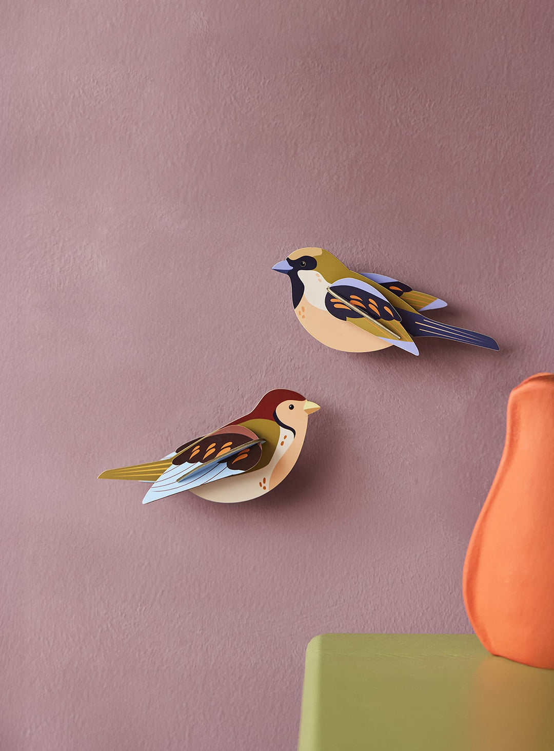 Oiseaux muraux 3D Moineaux Studio Roof, une décoration poétique inspirée des oiseaux de nos jardins.