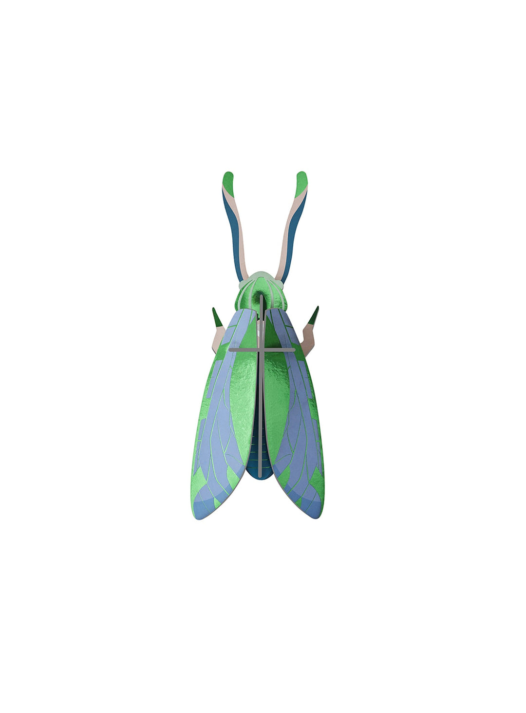 Insecte mural Sauterelle Jade Studio Roof, une création 3D colorée inspirée de la nature.