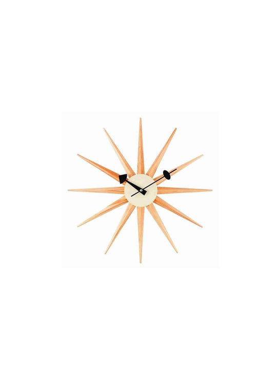 Sunburst, une horloge murale au style rétro qui illumine votre intérieur. bouleau