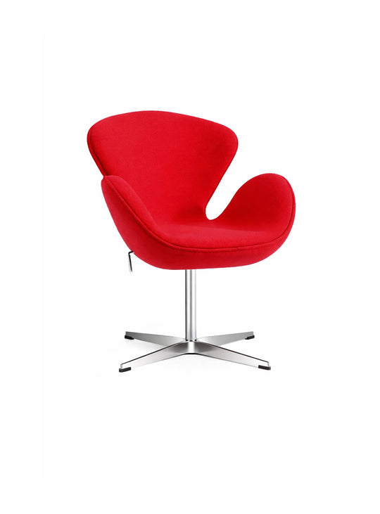 Fauteuil Swan en laine, élégance rétro et confort moderne réunis. rouge