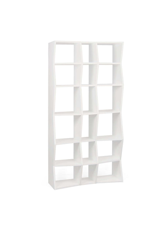 Bibliothèque Wave de TemaHome : un rangement contemporain au design graphique pour exposer livres et objets déco. blanc