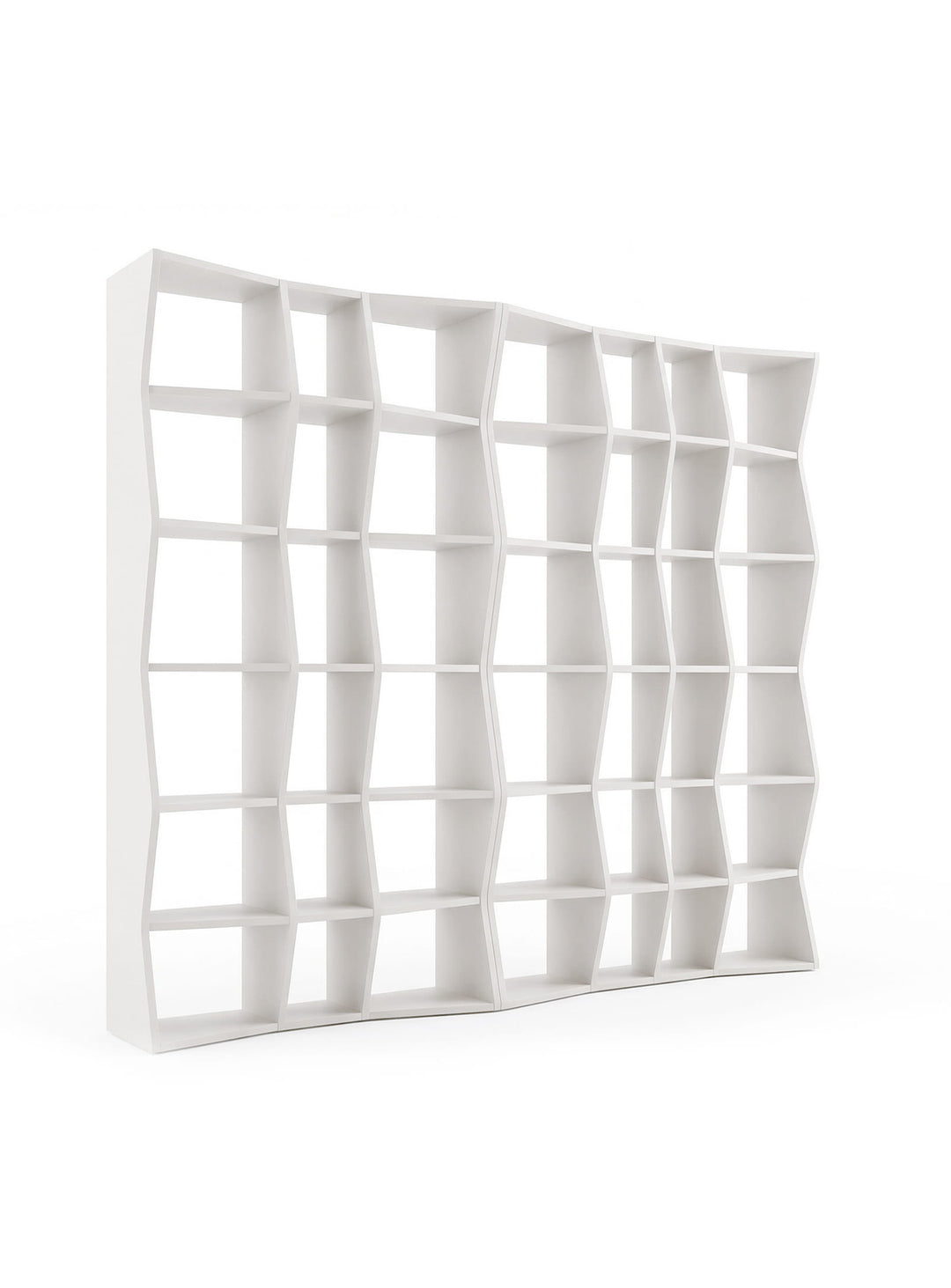 Bibliothèque Wave de TemaHome : une structure ouverte et asymétrique pour ranger et mettre en valeur votre décoration. blanc