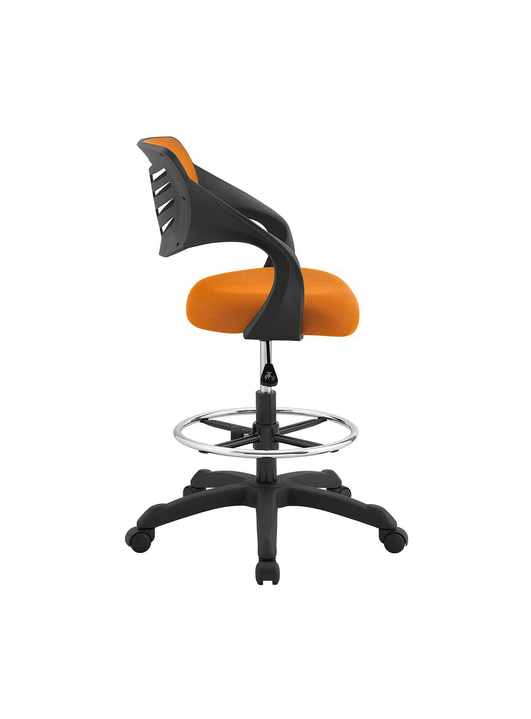 Tabouret de dessin Thrive avec dossier en maille et soutien lombaire intégré. orange