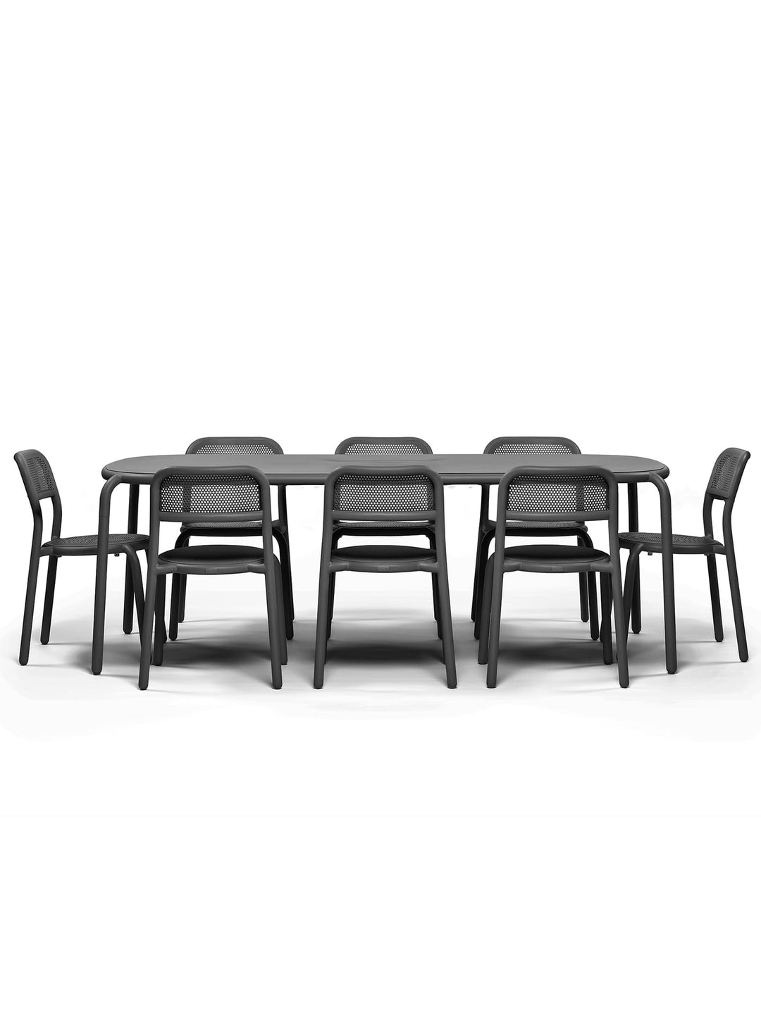 Ensemble repas extérieur Toní Tablo de Fatboy parfait pour patio et terrasse. anthracite