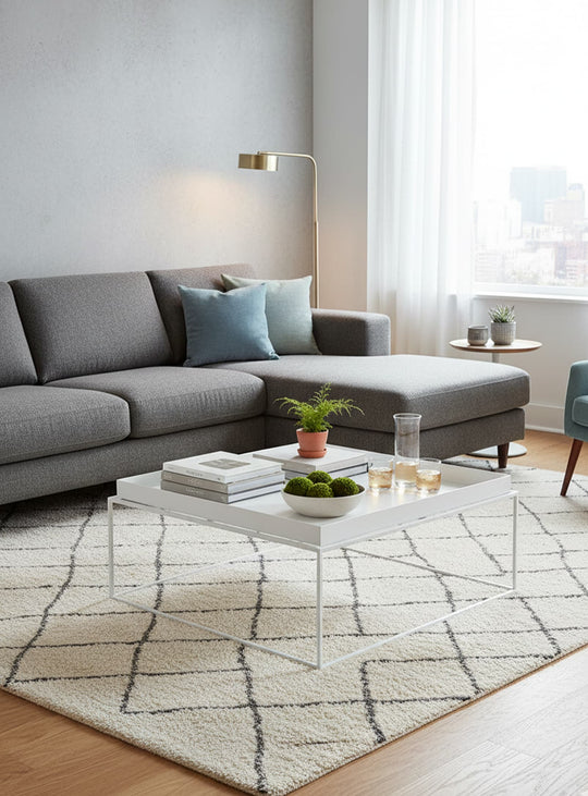 Tray : table à café en métal robuste et élégante pour tout décor. blanc