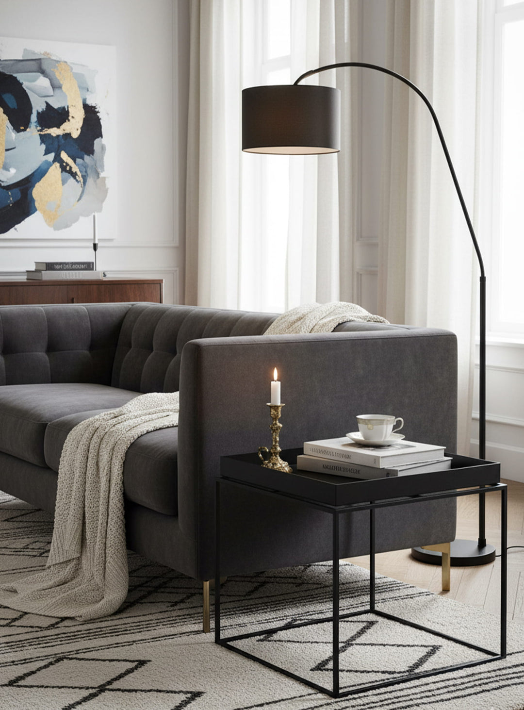 Table Tray : pratique, moderne et parfaite pour salon ou chambre. noir