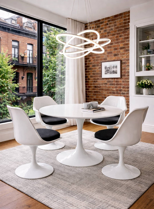 Table Tulipe, pied central iconique et allure sophistiquée. blanc 39