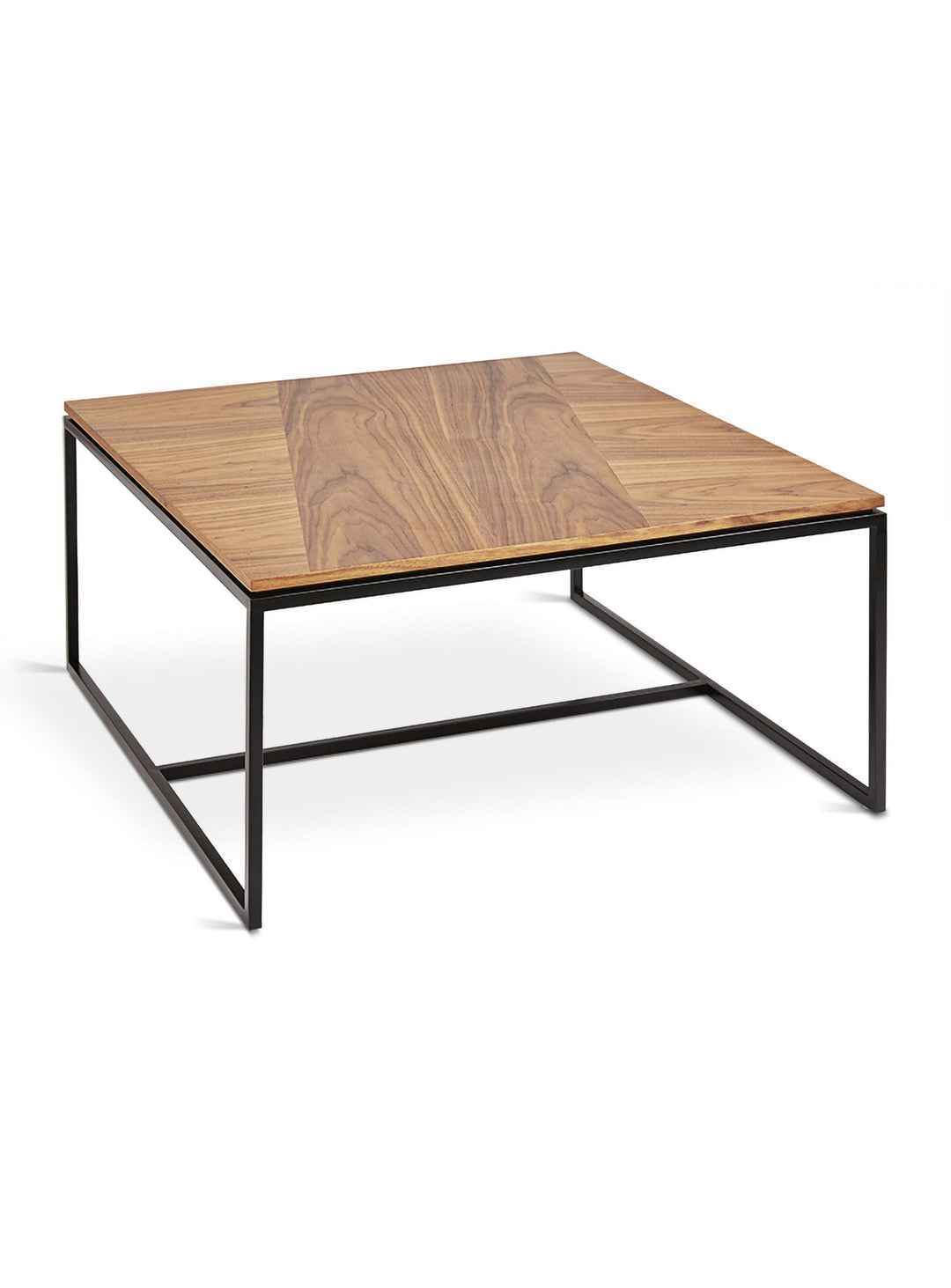 Gus* Modern Tobias : table à café carrée élégante en noyer et acier.