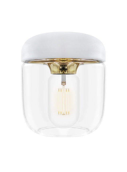 Abat-jour Umage Acorn, verre soufflé et finitions laiton, cuivre ou nickel. blanc laiton