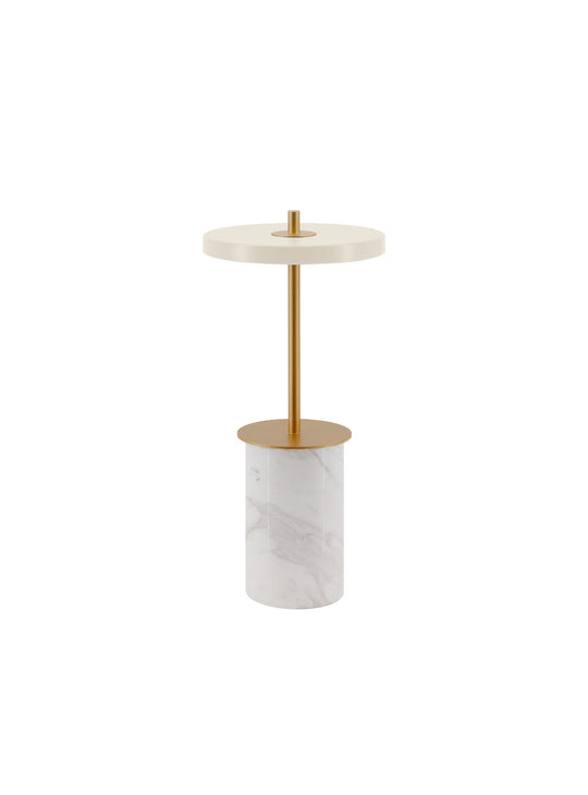 Lampe portable rechargeable Asteria Move Mini Umage avec base en marbre massif et autonomie jusqu'à 120 h. blanc