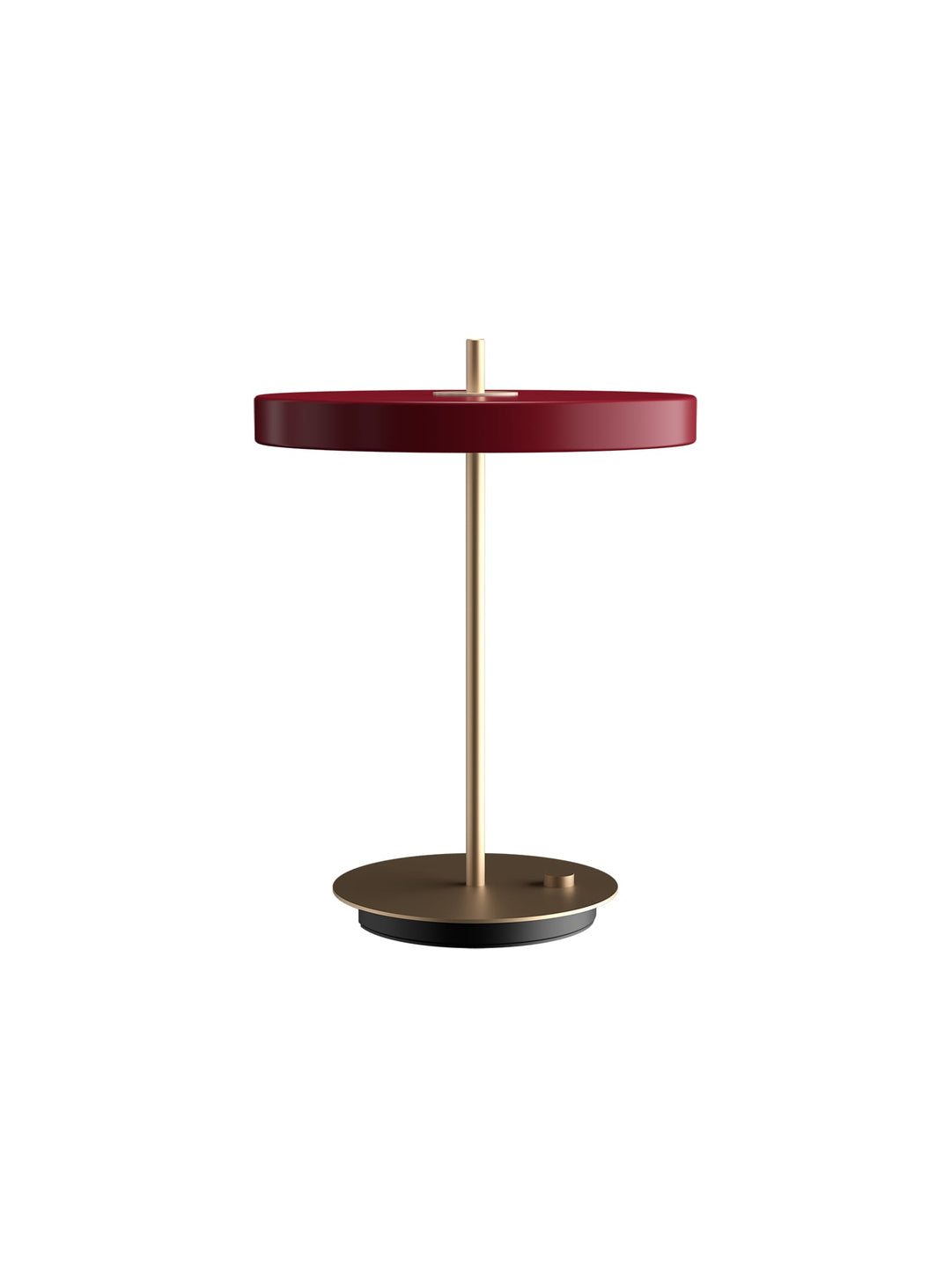 Lampe de table Asteria Umage : luminaire minimaliste avec recharge USB pratique. rouge rubis
