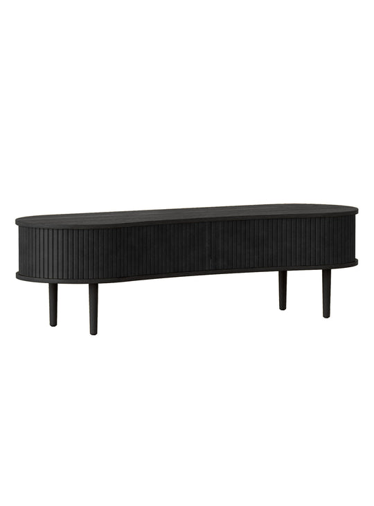 Meuble TV Audacious Umage : un meuble design avec portes à tambour et rangement astucieux. charbon