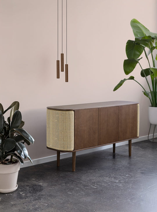 Lampe Chimes Cluster 3 de Umage suspension contemporaine en chêne. chene foncé