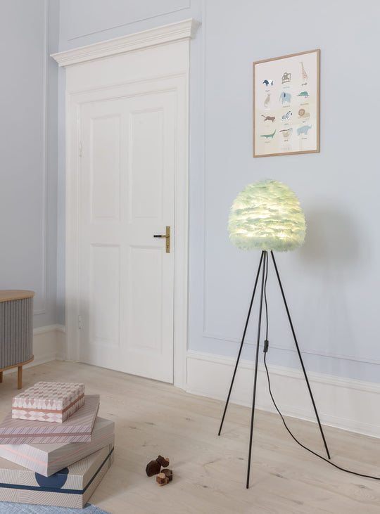 Abat-jour Eos Evia Umage en plumes naturelles pour un intérieur chaleureux. bleu