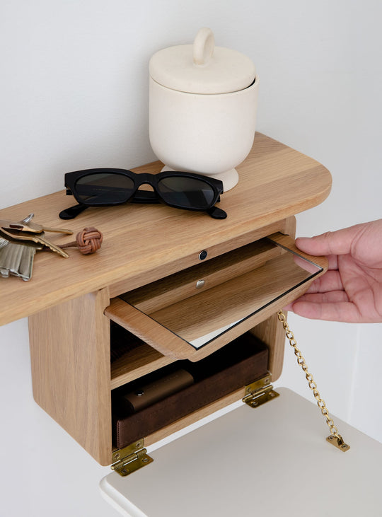 Miroir One More Look Umage avec miroir portable et rangement en cuir. perle